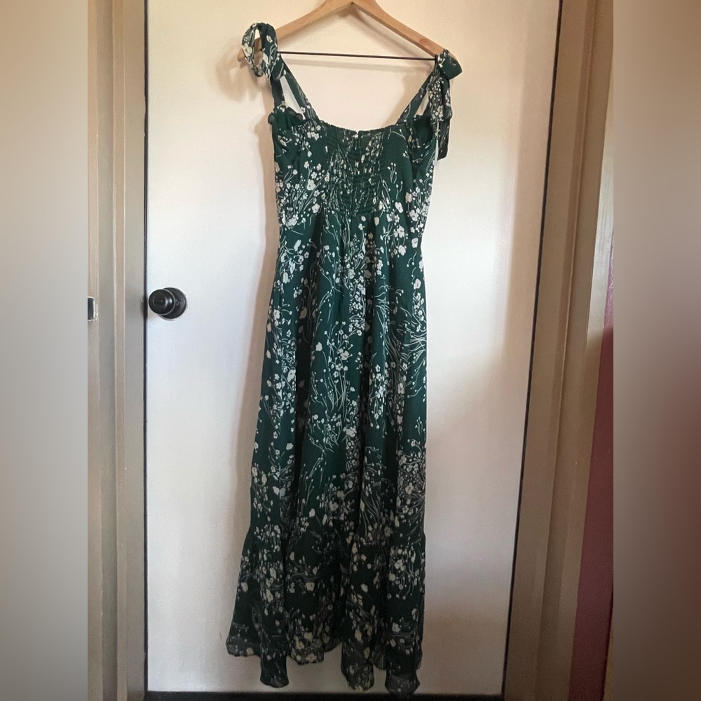 Reformation Green Floral Midi Dress